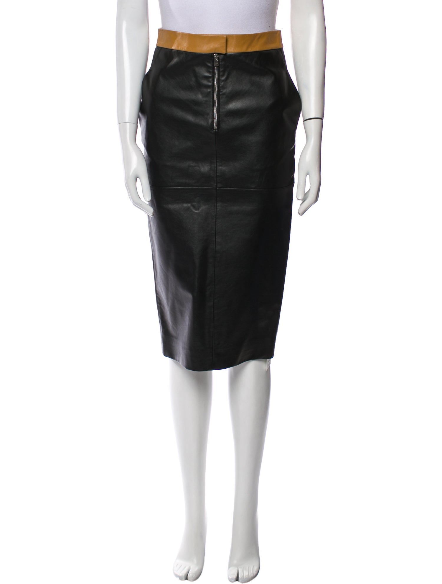Victoria Beckham Leather Knee-Length Skirt